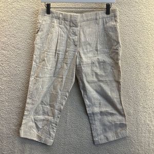 Prada Cropped Print Ivory Linen Pants Size 40 US 6